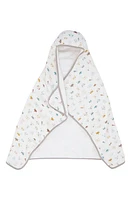 little unicorn Cotton Muslin & Terry Hooded Towel in Animal Crowd at Nordstrom