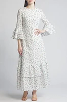 Liberty London Gala Floral Tiered Cotton Maxi Dress Cream at Nordstrom,