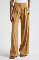 Veronica Beard Jodie Pleat Linen Blend Wide Leg Pants Desert Khaki at Nordstrom,