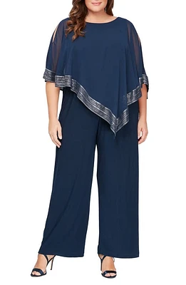 SL FASHIONS Foil Trim Asymmetric Popover Jumpsuit at Nordstrom,