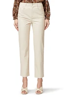 PAIGE Stella Super High Waist Straight Leg Faux Leather Jeans Ecru at Nordstrom,