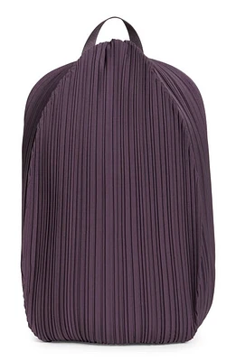 Pleats Please Issey Miyake Oval Pleated Matte Satin Backpack in Dark Purple at Nordstrom