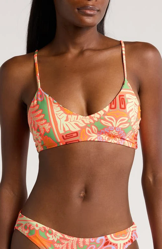 Maaji Kaleidoscope Rocks Reversible Bikini Top in Green at Nordstrom, Size Small