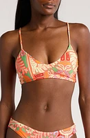 Maaji Kaleidoscope Rocks Reversible Bikini Top in Green at Nordstrom, Size Small