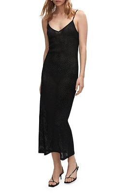 MANGO Sheer Openwork Knit Body-Con Dress in Black at Nordstrom, Size 2