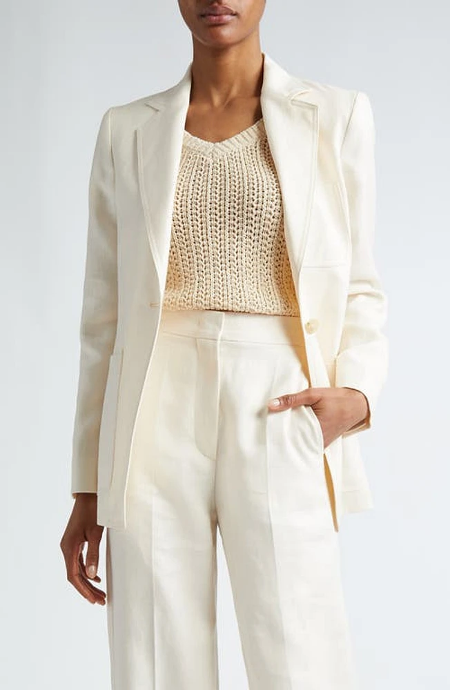 Max Mara Boemia Linen Suiting Blazer Ivory at Nordstrom,