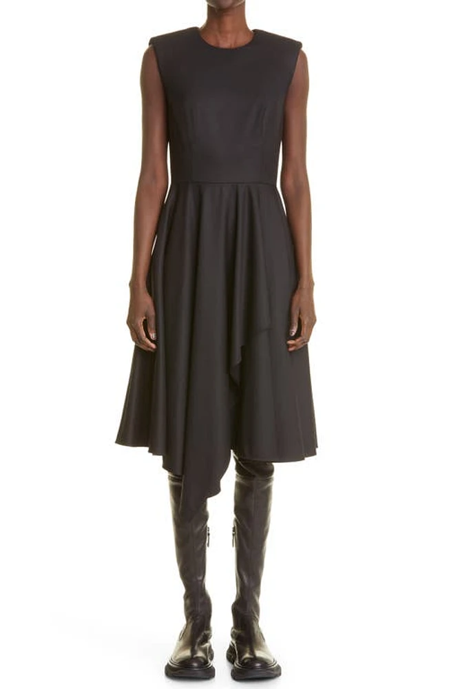 Alexander McQueen Asymmetric Hem Wool Dress in Black at Nordstrom, Size 6 Us