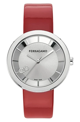 FERRAGAMO Curve V2 Leather Strap Watch