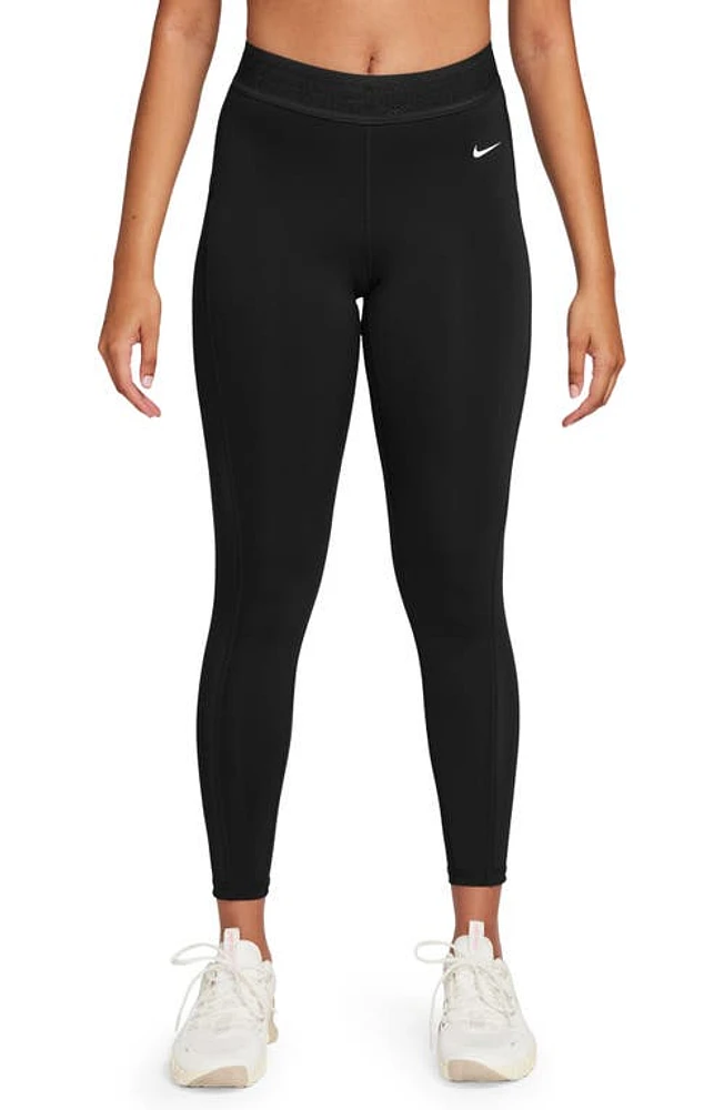 Nike Pro 7/8 Mesh Panel Leggings Black/White at Nordstrom,