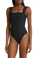 BONDI BORN Gwen Square Neck One-Piece Swimsuit Black at Nordstrom,