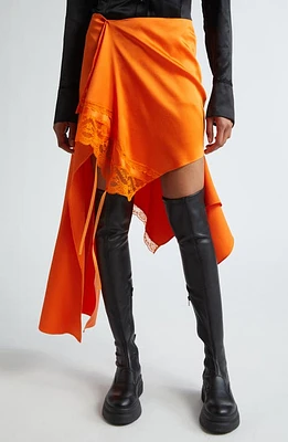 MONSE Lace Trim Deconstructed Midi Skirt Orange at Nordstrom,