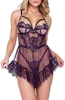 Roma Confidential Sugar Plum Babydoll Chemise & G-String Set in Purple at Nordstrom, Size Small