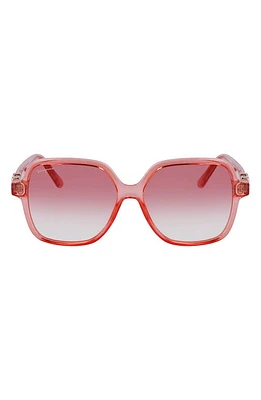 FERRAGAMO 57mm Gradient Rectangular Sunglasses in Transparent Coral at Nordstrom