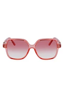 FERRAGAMO 57mm Gradient Rectangular Sunglasses in Transparent Coral at Nordstrom