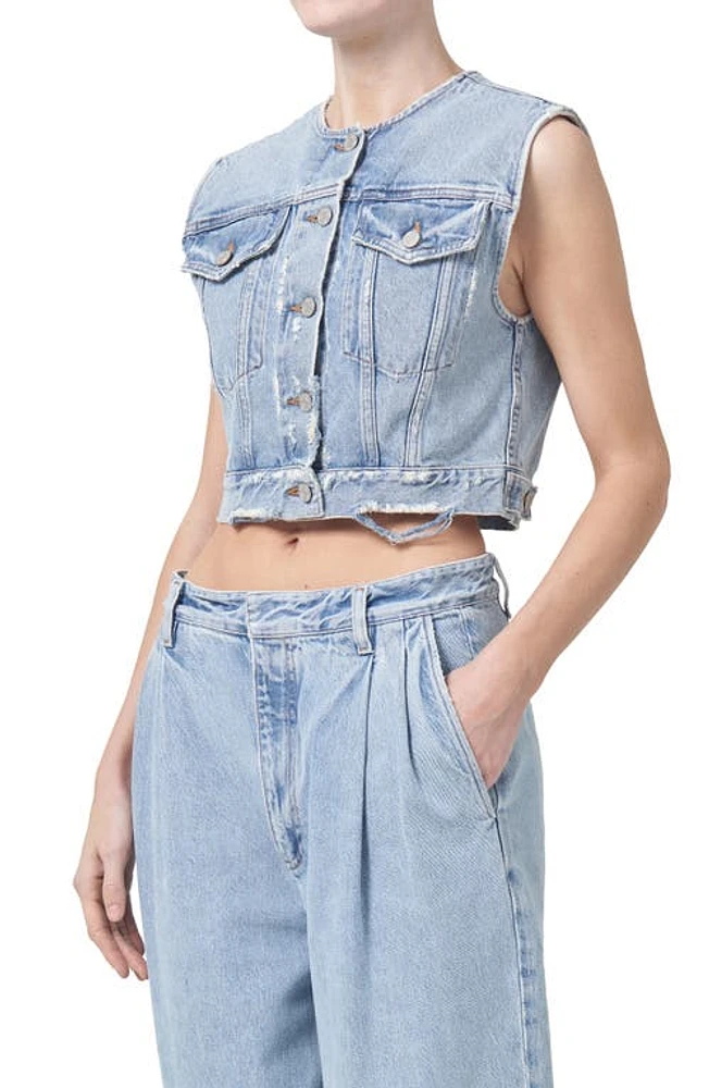 AGOLDE Leo Frayed Crop Denim Vest at Nordstrom,