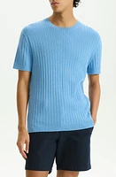 Theory Cable Short Sleeve Cotton Blend Sweater at Nordstrom,