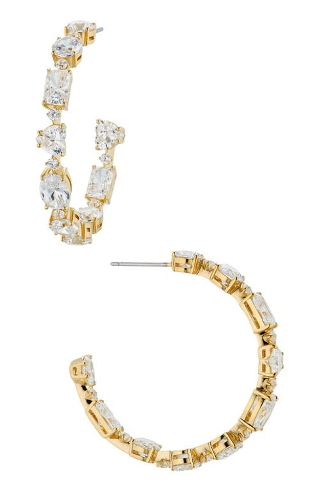 Nadri Cora Cubic Zirconia Inside Out Hoop Earrings in Gold at Nordstrom