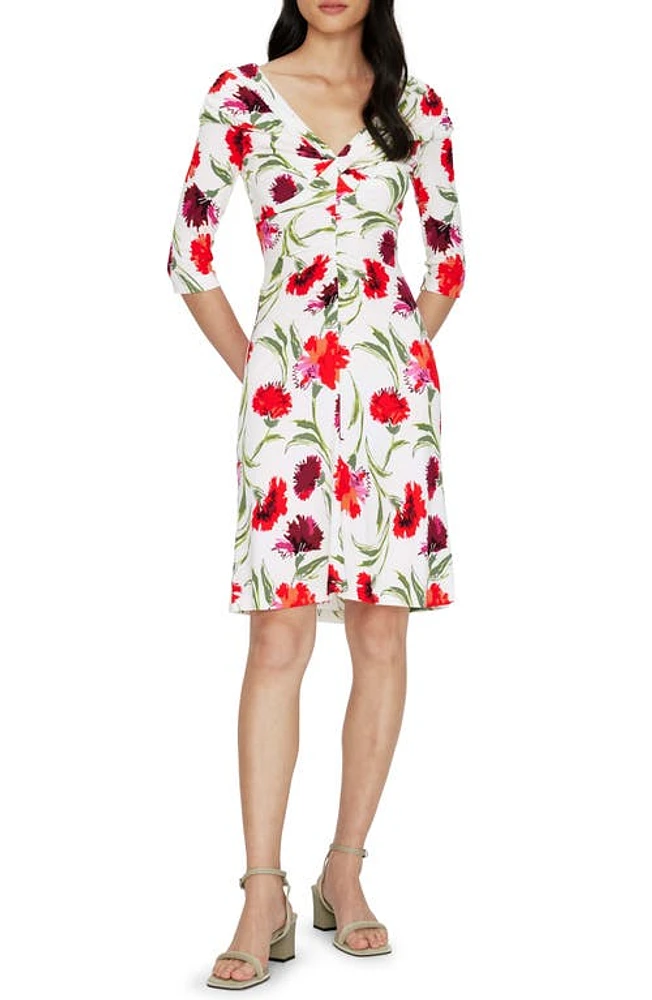 Diane von Furstenberg Jim Floral Dress Dianthus Large Med Red at