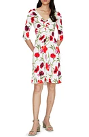 Diane von Furstenberg Jim Floral Dress Dianthus Large Med Red at