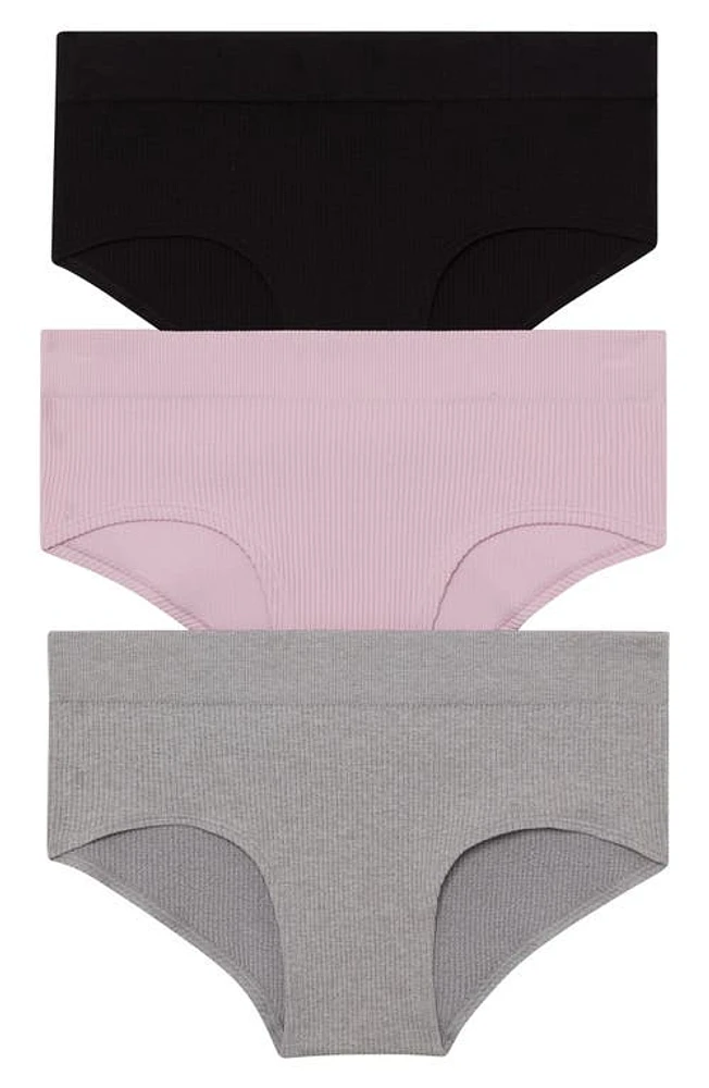 Honeydew Intimates Bailey Assorted 3-Pack Hipster Briefs in Black/heather Grey/Primrose at Nordstrom, Size X-Large