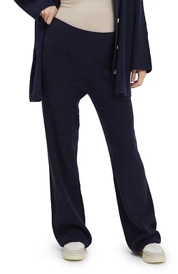 Nom Maternity Georgina Rib Knit Flare Leg Pants Navy at Nordstrom,