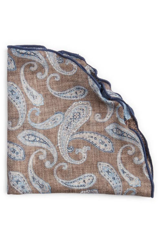 EDWARD ARMAH Reversible Paisley & Camo Silk Pocket Circle in Brown at Nordstrom