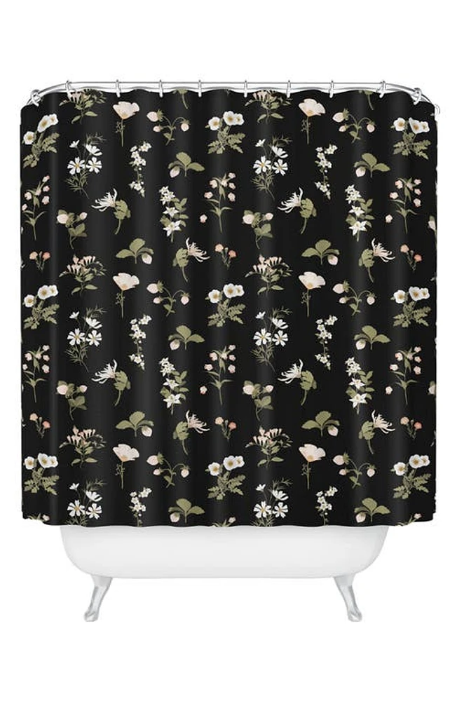 Deny Designs Pineberries Botanical Shower Curtain in Black at Nordstrom