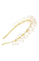 L. Erickson Imitation Pearl Vine Headband in Pearl/Gold at Nordstrom