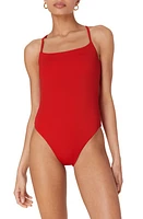 Andie The Fiji Lace-Up Back Long Torso One-Piece Swimsuit at Nordstrom,