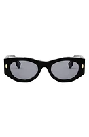 'Fendi Roma 52mm Oval Sunglasses in Shiny Black /Blue at Nordstrom