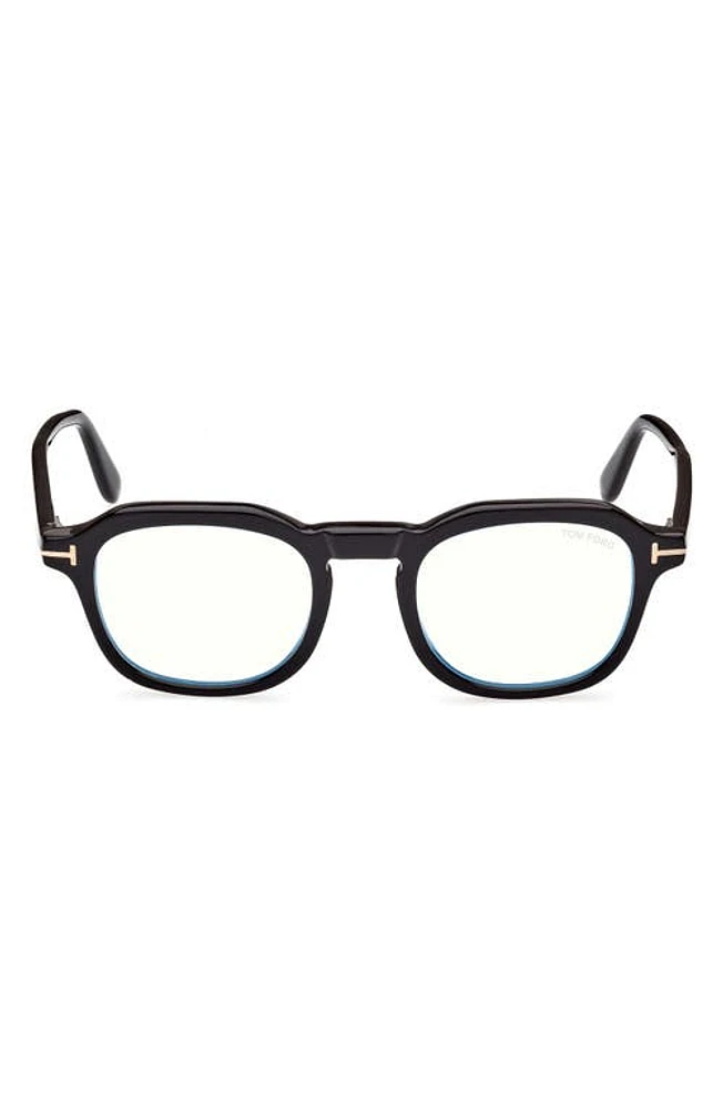 TOM FORD 49mm Blue Light Blocking Glasses in Shiny Black at Nordstrom