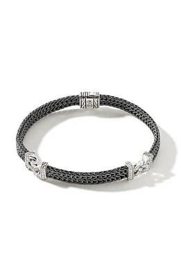 John Hardy Classic Chain Pavé Diamond Station Bracelet in Silver at Nordstrom, Size Large