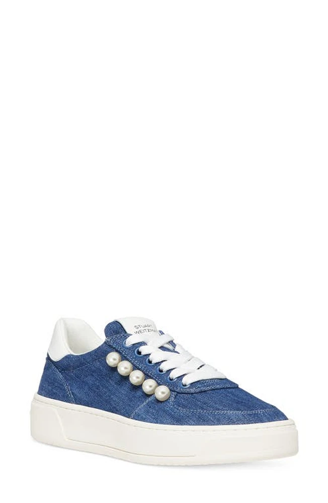 Stuart Weitzman Courtside Pearl Sneaker Washed/White at Nordstrom,