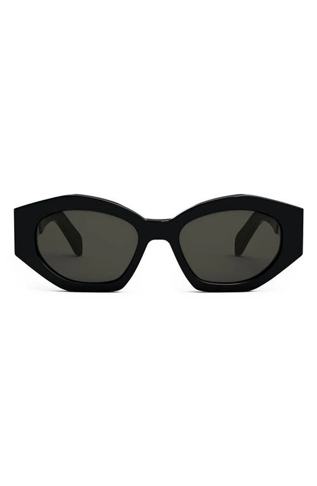 CELINE Triomphe 54mm Cat Eye Sunglasses in Shiny Black /Smoke at Nordstrom