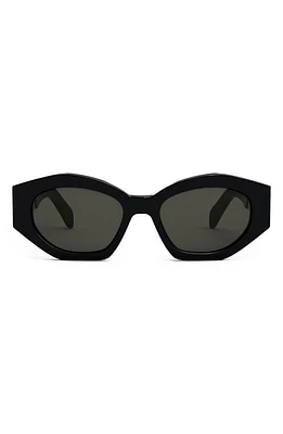 CELINE Triomphe 54mm Cat Eye Sunglasses in Shiny Black /Smoke at Nordstrom