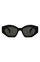 CELINE Triomphe 54mm Cat Eye Sunglasses in Shiny Black /Smoke at Nordstrom