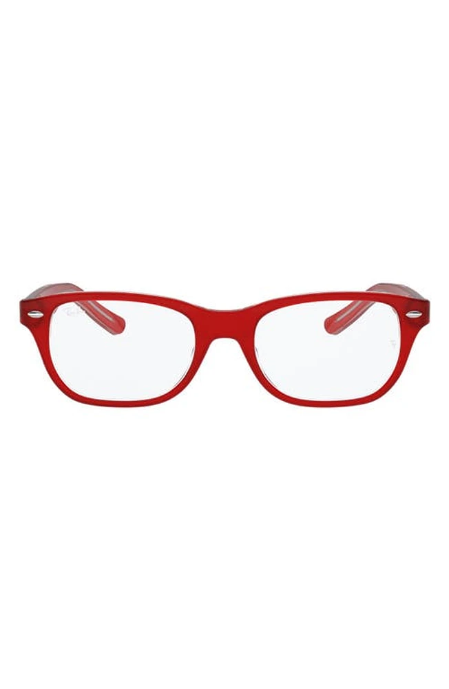 Ray-Ban Kids 46mm Rectangular Optical Glasses in Red at Nordstrom