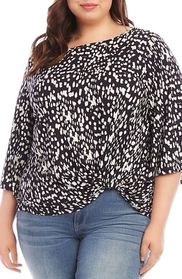 Karen Kane Twist Front Flare Sleeve Jersey Top Black/white at Nordstrom,