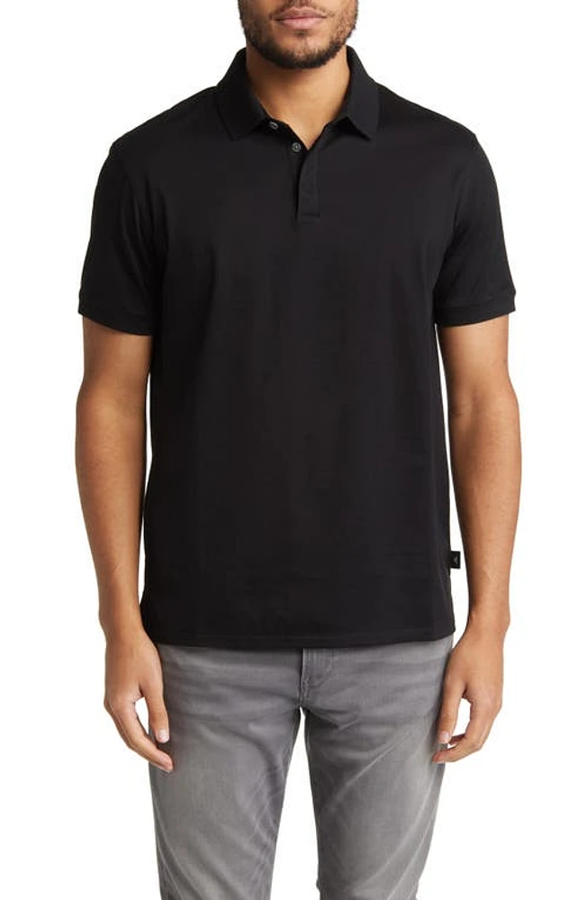 Emporio Armani Solid Cotton Polo Black at Nordstrom,