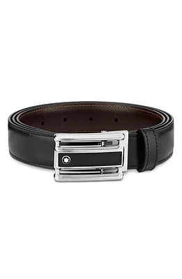 Montblanc Rectangular Cut-Out Buckle Reversible Leather Belt in Black /Brown at Nordstrom