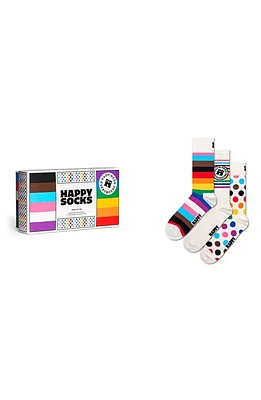 Happy Socks Pride Assorted 3-Pack Crew Socks in White Multi at Nordstrom