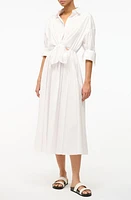 STAUD Lisa Stretch Cotton Shirtdress White at Nordstrom,