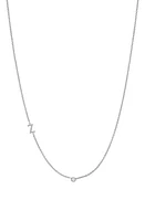 BYCHARI Asymmetric Initial & Diamond Pendant Necklace in 14K White Gold-Z at Nordstrom