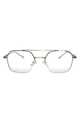 Fifth & Ninth Loki 51mm Geometric Blue Light Blocking Glasses in Silver/Clear at Nordstrom