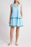 Tommy Bahama Marina Isle Stripe Tiered Minidress Glass Bead Blue at Nordstrom,