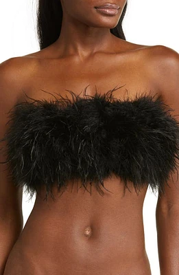 Love Stories Fanny Faux Feather Bralette Black at Nordstrom,