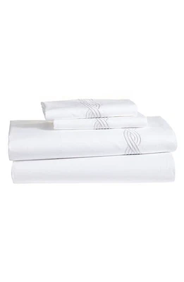 Matouk Triple Chain 350 Thread Count Sheet Set in White/Silver at Nordstrom