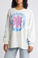 Daydreamer Red Hot Chili Peppers Asterisk Long Sleeve Cotton Graphic T-Shirt in Vintage White at Nordstrom