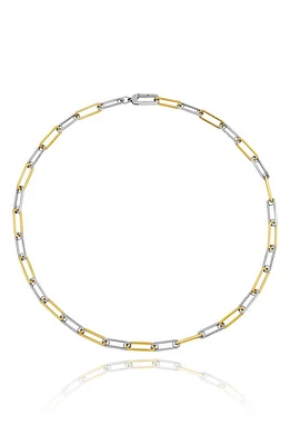 Crislu Two-Tone Cubic Zirconia Paperclip Chain Necklace in Platinum & Gold at Nordstrom