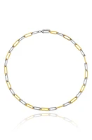 Crislu Two-Tone Cubic Zirconia Paperclip Chain Necklace in Platinum & Gold at Nordstrom